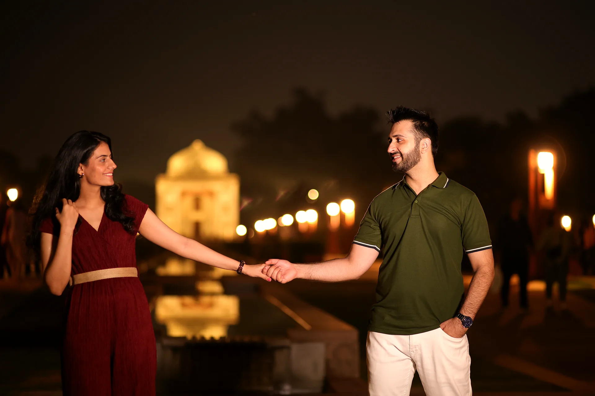 Editorial couple portrait with luxury designer styling during pre-wedding session in Delhi (Frame #14)