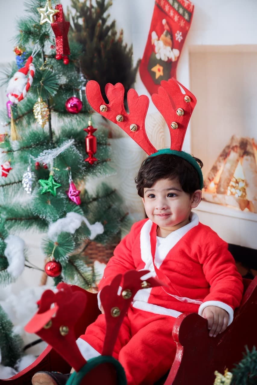 Christmas Santa theme baby photoshoot setup