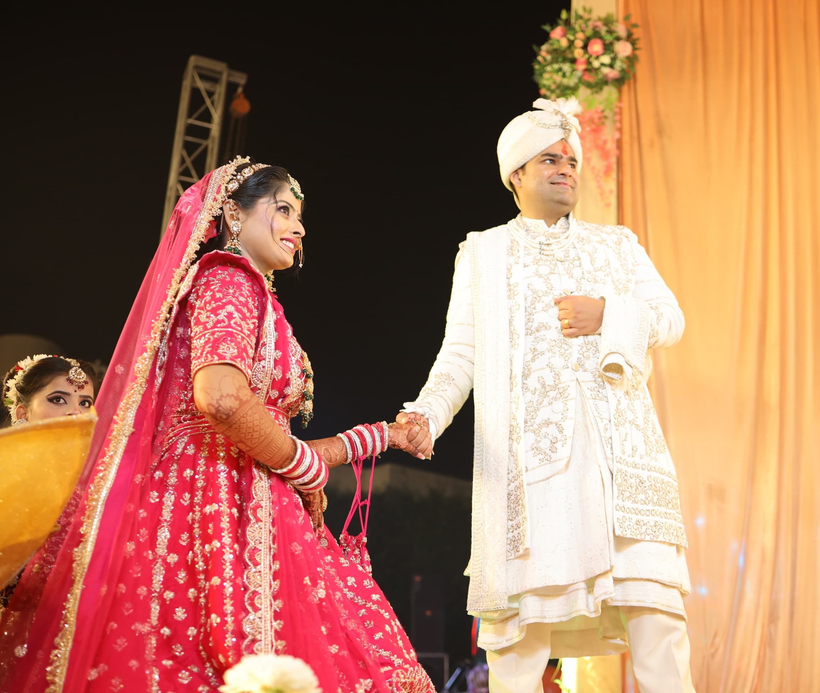 Bride and groom during a heartfelt wedding celebration in Mathura.