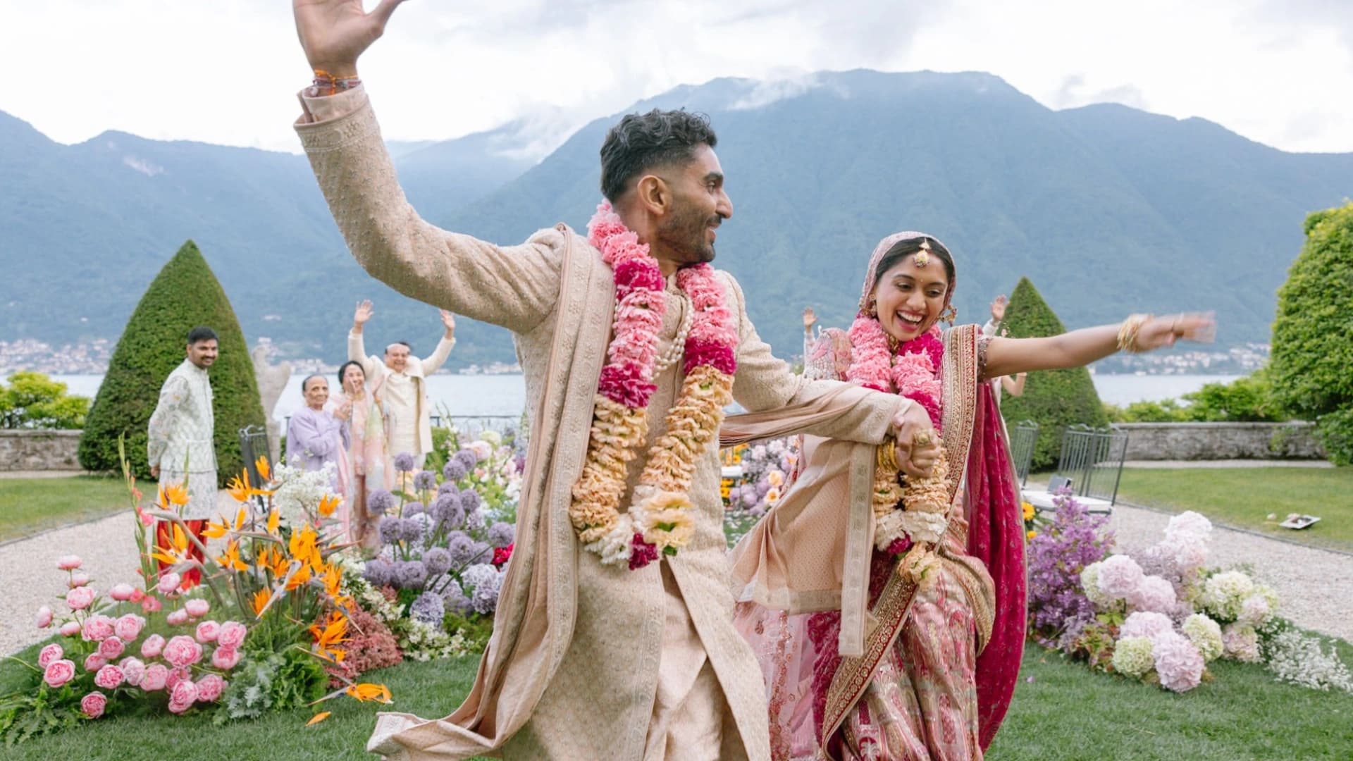 Bride and groom portrait during a royal wedding moment at ITC Grand Bharat.